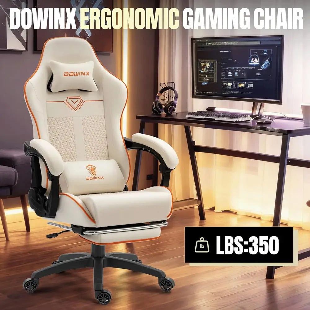 Ergonomic Racing-Style Gaming Chair for 350lbs, Reclining with Lumbar Massage Support, Ideal for Extended Gaming or Work Session