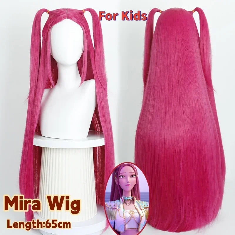 Devil Hunter Purple black Red long hair Mira Rumi Zoe Kpop children girl Cosplay wig Halloween Cosplay prop