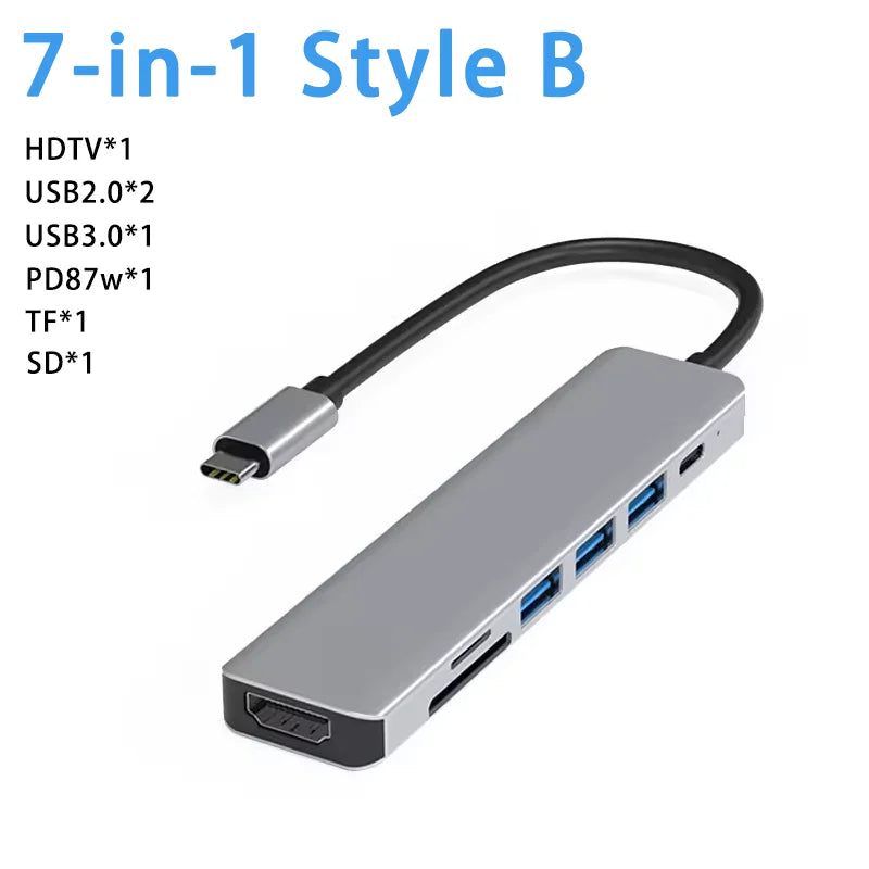 USB C Hub to 4K HDMI-Compatible USB 3.0 2.0 Type C PD Charging Dock for MacBook iPad Samsung S10 Dex TV Mouse Keyboard U Disk