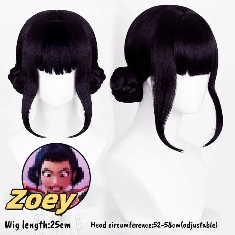 Devil Hunter Purple black Red long hair Mira Rumi Zoe Kpop children girl Cosplay wig Halloween Cosplay prop