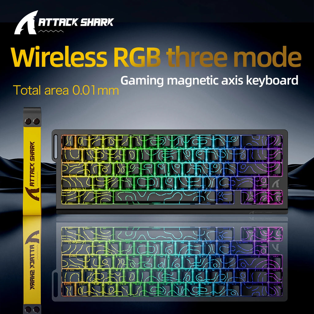 X68HE ATTACK SHARK Magnetic Gaming Keyboard Mechanical Wired for Pro Gaming 0.01mm Rapid Trigg 8000Hz SOCD/Rs 0.125ms 128K Rate