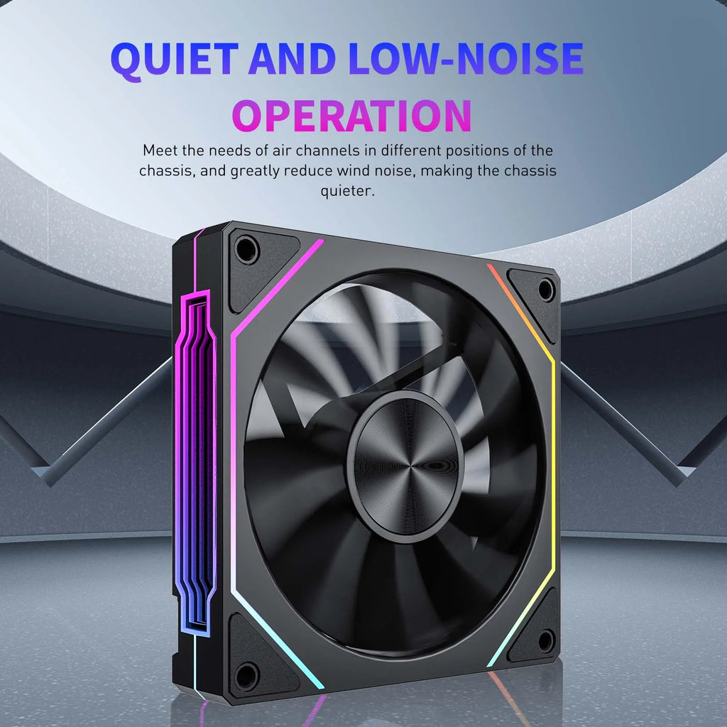 LDPCSJ OEM PRISM 5 PRO Computer Chassis Fan 12cm ARGB 4 Pin PWM Quiet Cooling Fan 12V Large Air Volume 45.2CFM/600-1800RPM