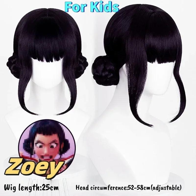 Devil Hunter Purple black Red long hair Mira Rumi Zoe Kpop children girl Cosplay wig Halloween Cosplay prop