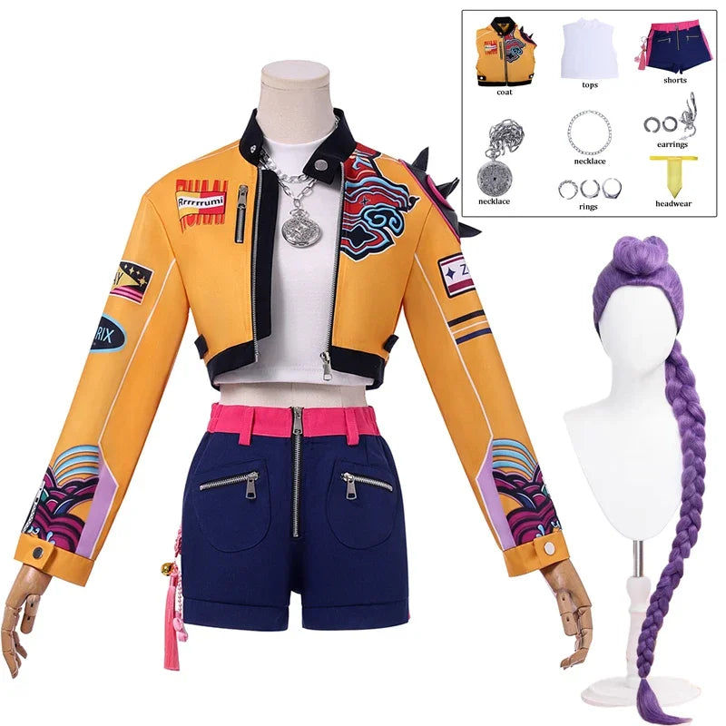 KPop Rumi Cosplay Costume Wig Women Girls Halloween Carnival Comic-con Party Role Playing Outfits