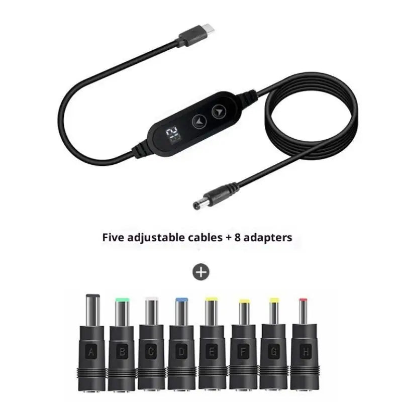 USB-C to DC Boost Converter Cable – 5V to 12V Fast Charging Adapter for Router, TV Box & More