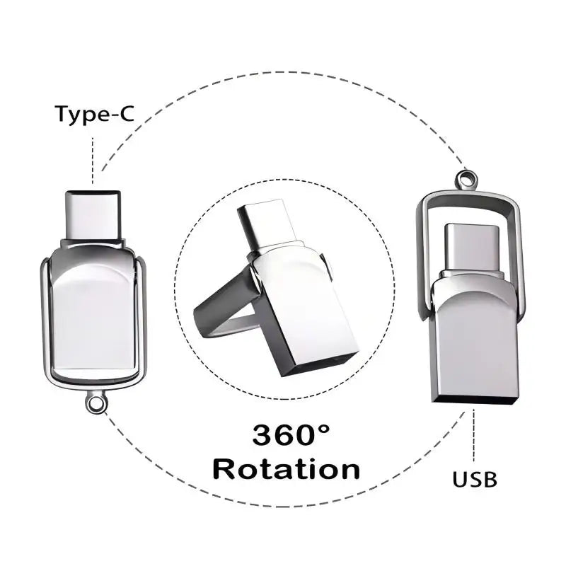 High-Speed 2in1 USB Flash Drive Pen Drive with Type-C 32GB/64GB/128GB Dual Function Data Storage Device Compatible with PC