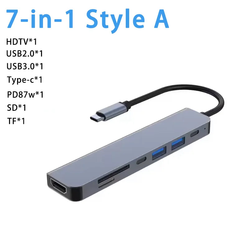 USB C Hub to 4K HDMI-Compatible USB 3.0 2.0 Type C PD Charging Dock for MacBook iPad Samsung S10 Dex TV Mouse Keyboard U Disk