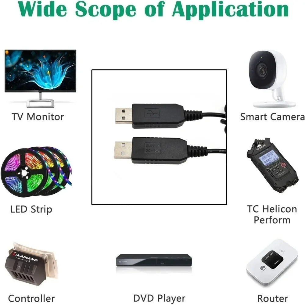 5.5*2.1mm WiFi To Power Cable Connector Power Supply Cable DC 5V To 5V/9V/12V Step Up Module USB Cable Booster Converter Adapter