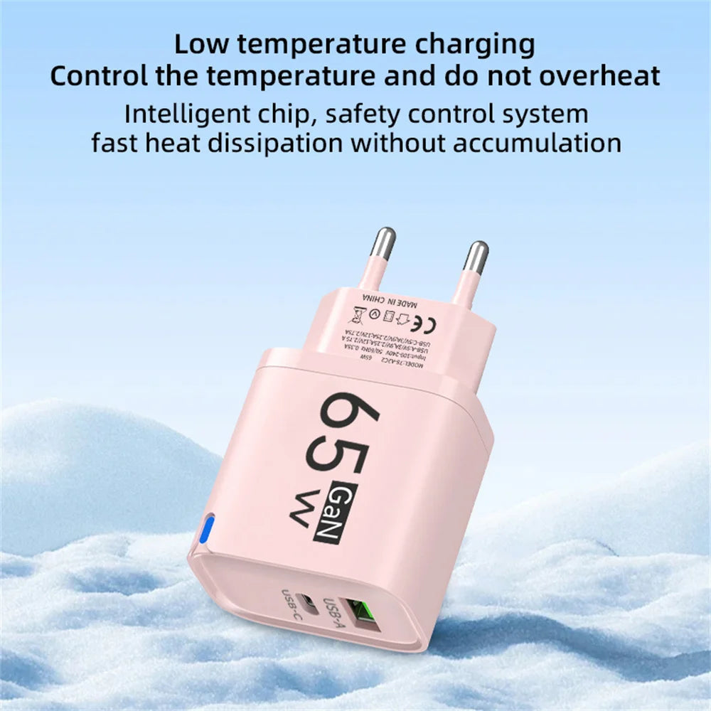 65W USB Fast Charging Charger Type C High Speed Charge Mobile Phone Wall Adapter For iPhone Honor Xiaomi Huawei Samsung Oneplus