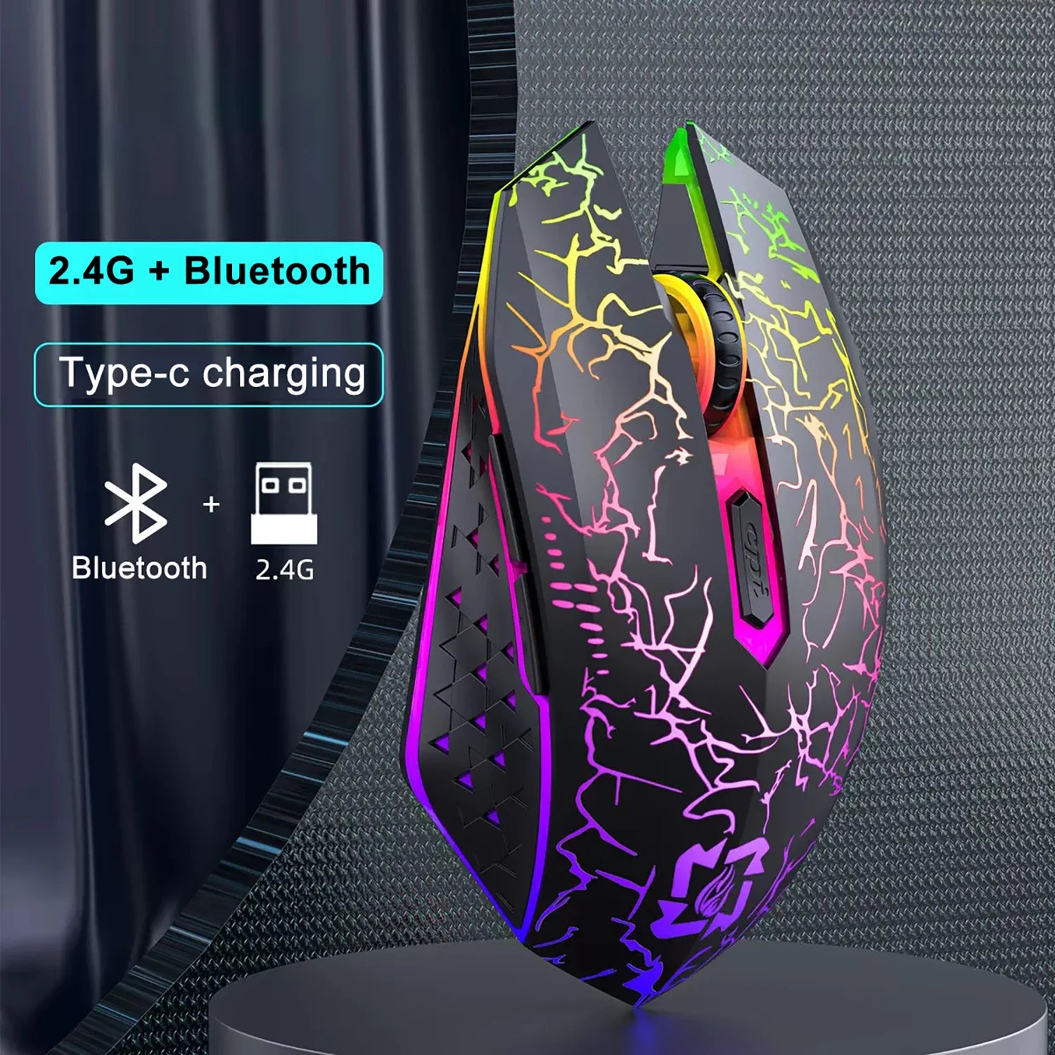 Bluetooth 5.2 Wireless Mouse RGB Gaming Mouse Silent Mouse Rechargeable Mouse 800-1200-1600 DPI Mouse Mice for PC Laptop Macbook