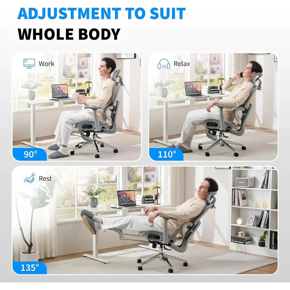 Mesh Ergonomic Oice Chair with ootrest,High Back Mesh Gaming Chair with Lumbar Support,Adjustable rest and Armrests or Home Oice