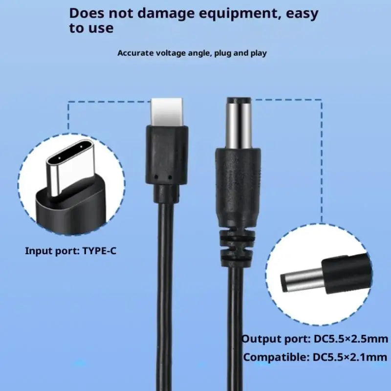 USB-C to DC Boost Converter Cable – 5V to 12V Fast Charging Adapter for Router, TV Box & More