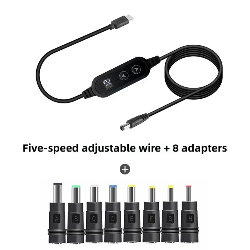 USB-C to DC Boost Converter Cable – 5V to 12V Fast Charging Adapter for Router, TV Box & More