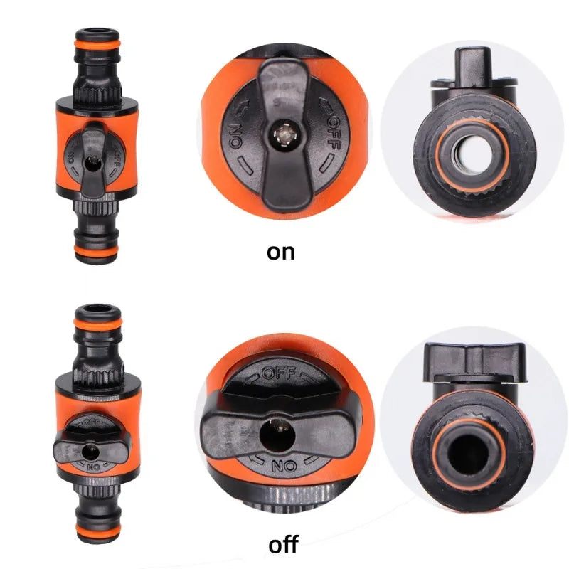 1PC/2PCS 16MM Equal Garden Hose Shut Off Valve Fitting Plastic Tubing Tap Adapter Quick Joint for Watering Irrigation Car Wash