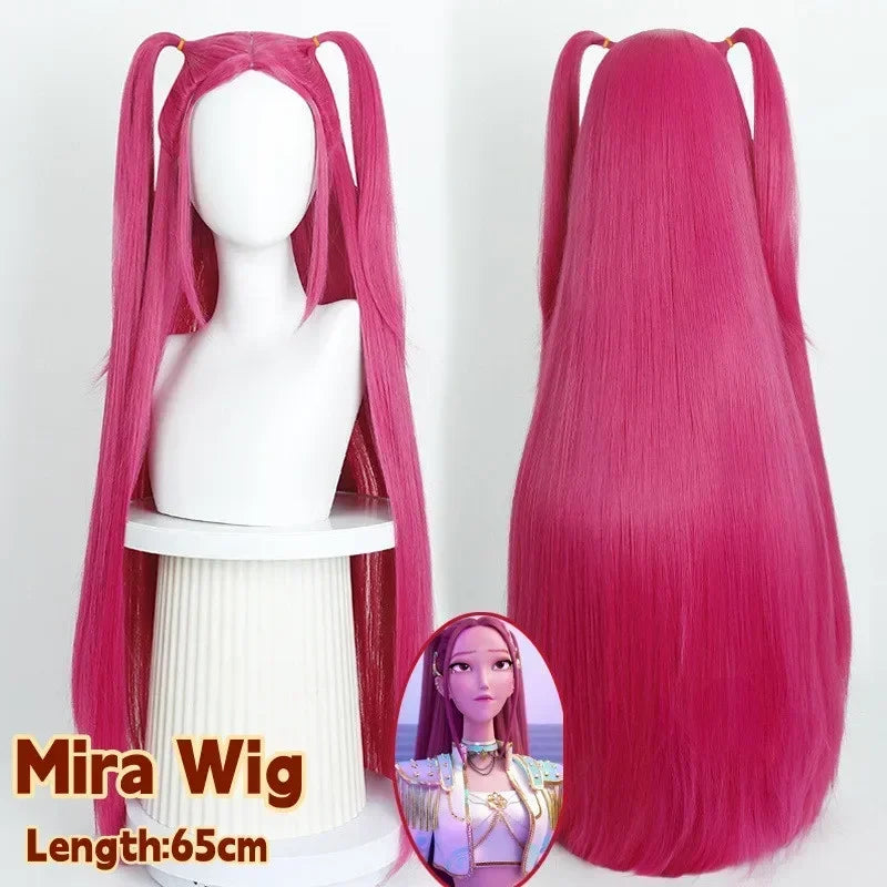 Devil Hunter Purple black Red long hair Mira Rumi Zoe Kpop children girl Cosplay wig Halloween Cosplay prop