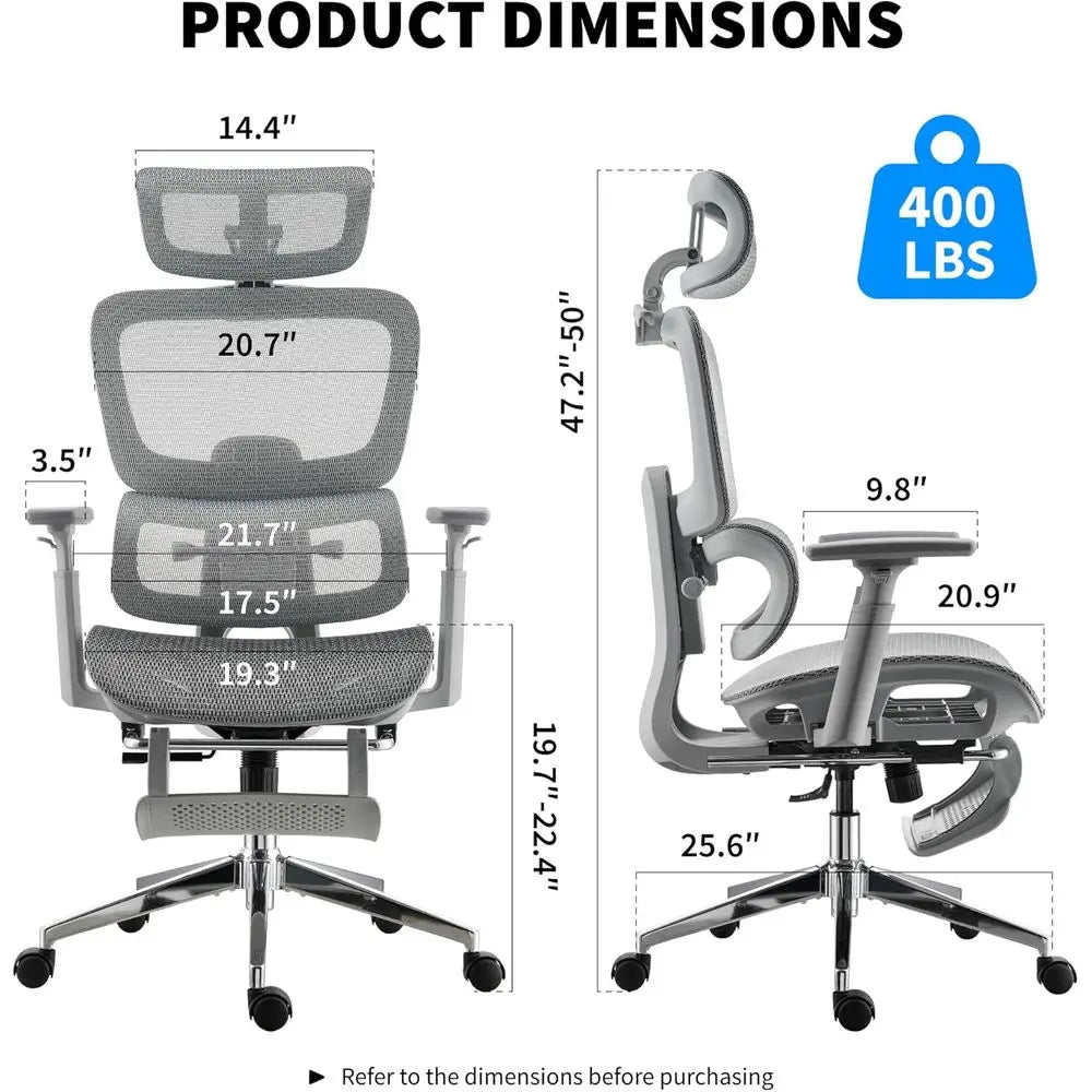 Mesh Ergonomic Oice Chair with ootrest,High Back Mesh Gaming Chair with Lumbar Support,Adjustable rest and Armrests or Home Oice