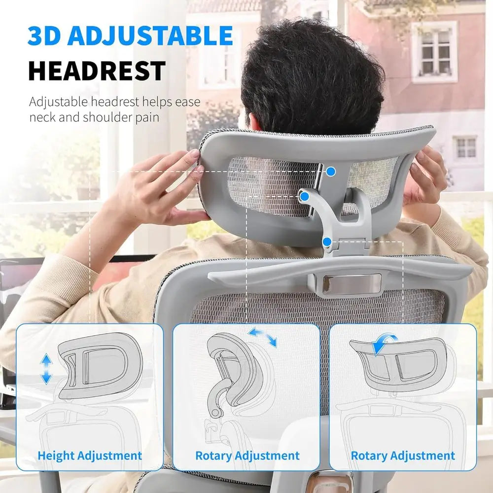 Mesh Ergonomic Oice Chair with ootrest,High Back Mesh Gaming Chair with Lumbar Support,Adjustable rest and Armrests or Home Oice