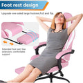 Pink Ergonomic Racing Style Gaming Chair with Lumbar Support, Adjustable Armrests, and Swivel Function
