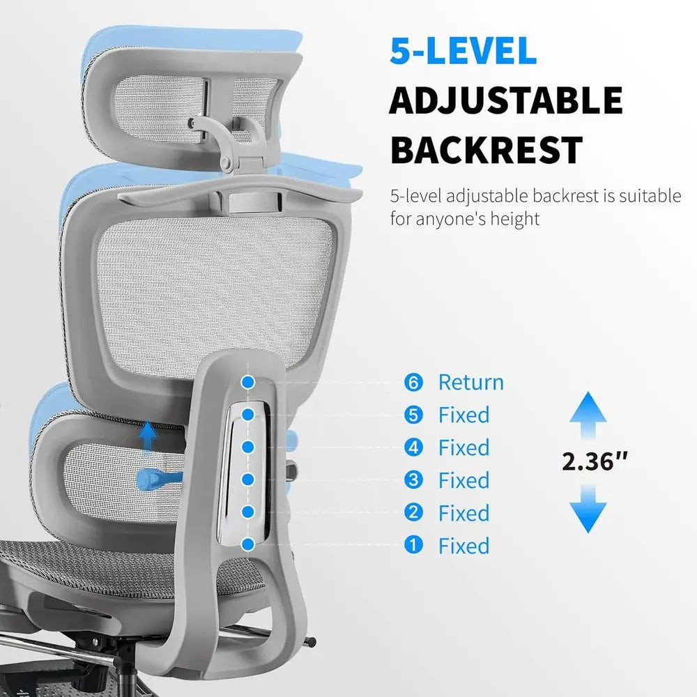 Mesh Ergonomic Oice Chair with ootrest,High Back Mesh Gaming Chair with Lumbar Support,Adjustable rest and Armrests or Home Oice